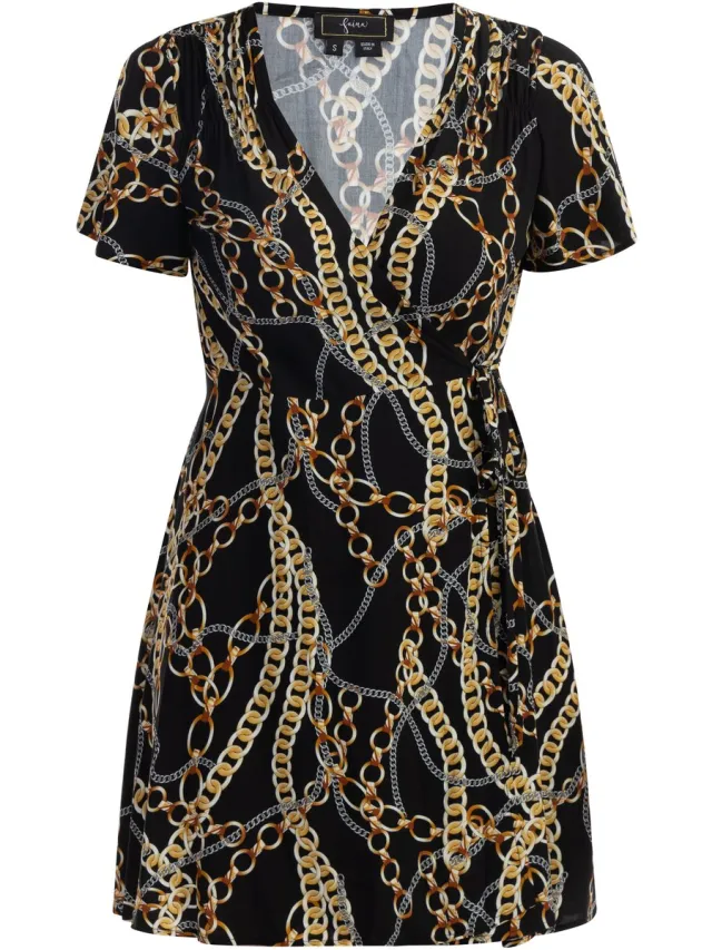 Faina Mini-jurk met all-over print zwart