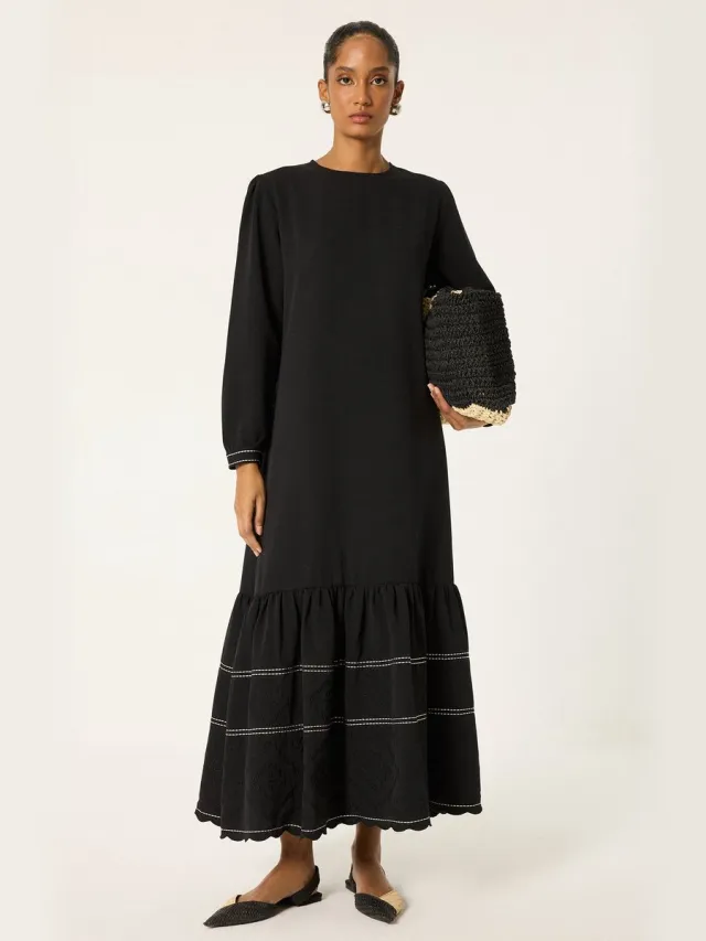 TOUCHÉ PRIVÉ Jurk met contraststiksels - Zwart - Dames
