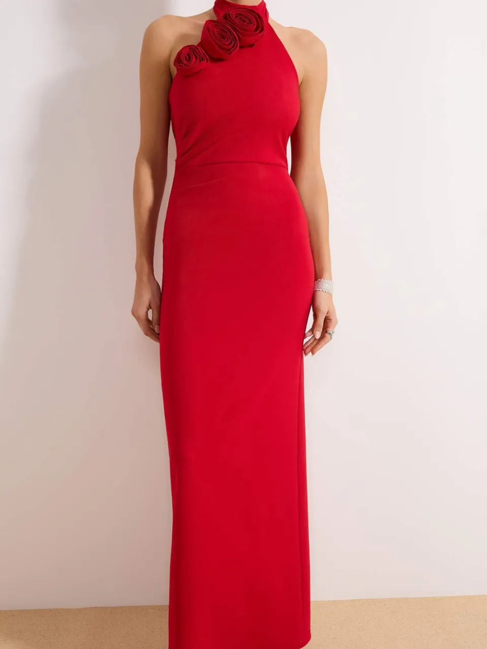 Trendyol TRENDYOLMİLLA Dames Rood Effen Maxi Mouwloos Diploma-uitreiking / Gala Recht Avond & Gala Jurk, foto 2