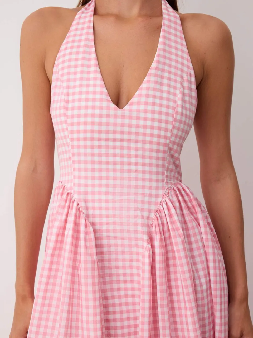 Trendyol TRENDYOLMİLLA Dames Roze Effen Maxi Mouwloos Casual Skater Jurken, foto 2
