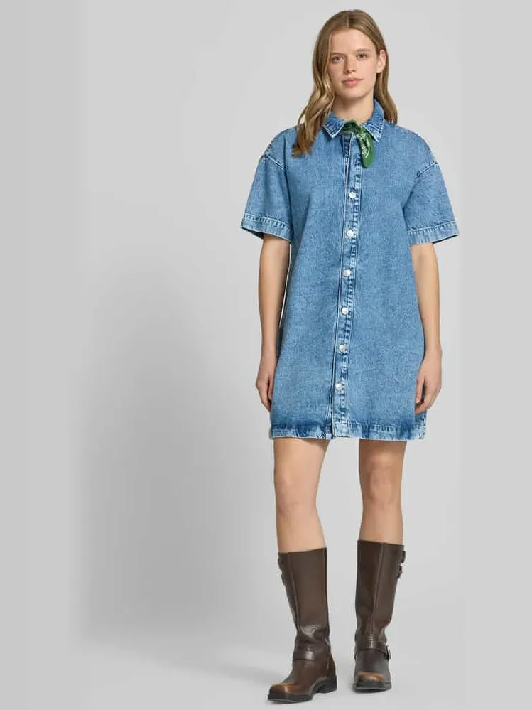 Pieces Loose fit denimjurk van katoenmix model 'SKY' Jeansblauw