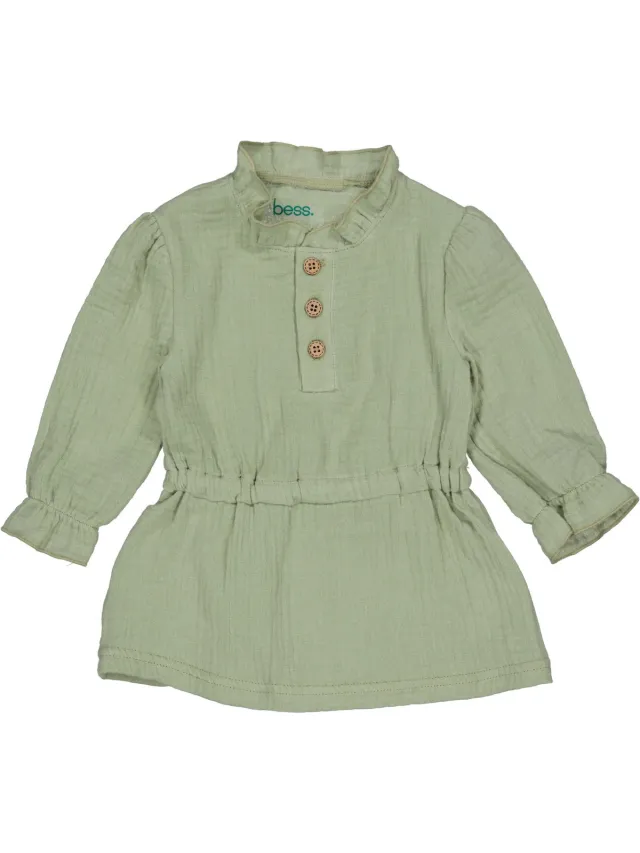 B.E.S.S. Baby meisjes Jurk Muslin Teal Green Groen