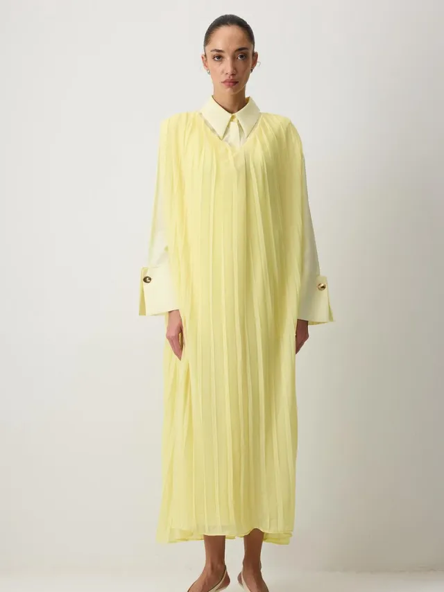 TOUCHÉ PRIVÉ Geplooide chiffon overgooier - Geel - Dames