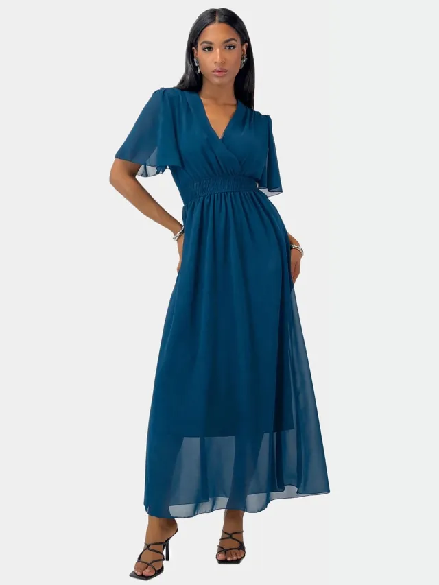 Elara Sommer-Maxikleid mit V-Ausschnitt Grün