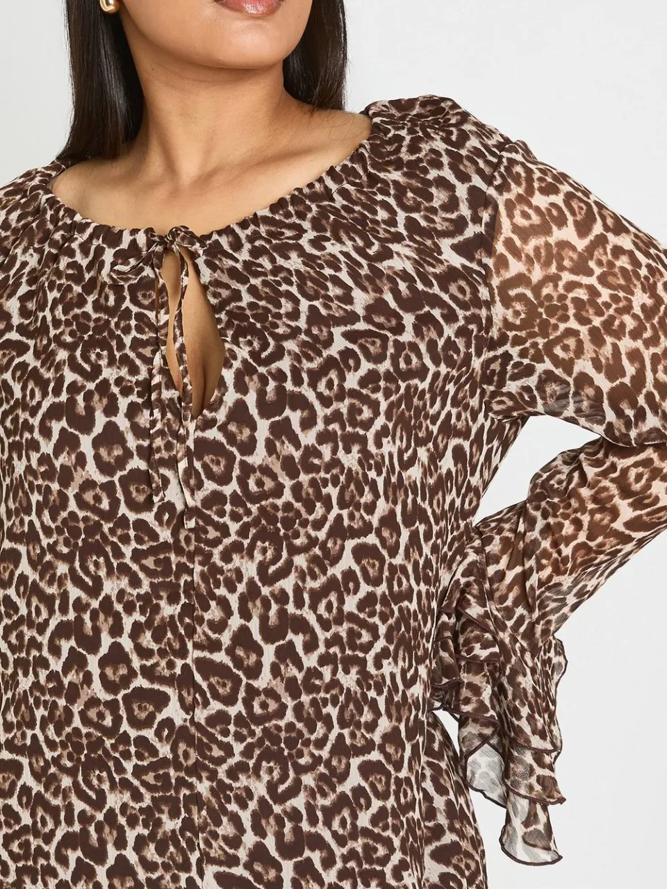 boohoo Dames Plus Luipaard Stippen Chiffon Smock Jurk luipaardprint, foto 3