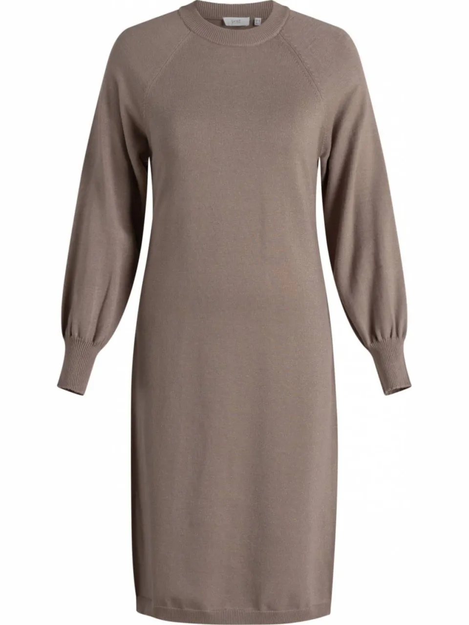 Yest gebreide midi jurk met ceintuur - taupe, foto 2