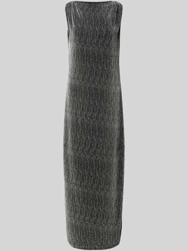 Selected Maxi-jurk met boothals, model 'ANITA' zwart, foto 2