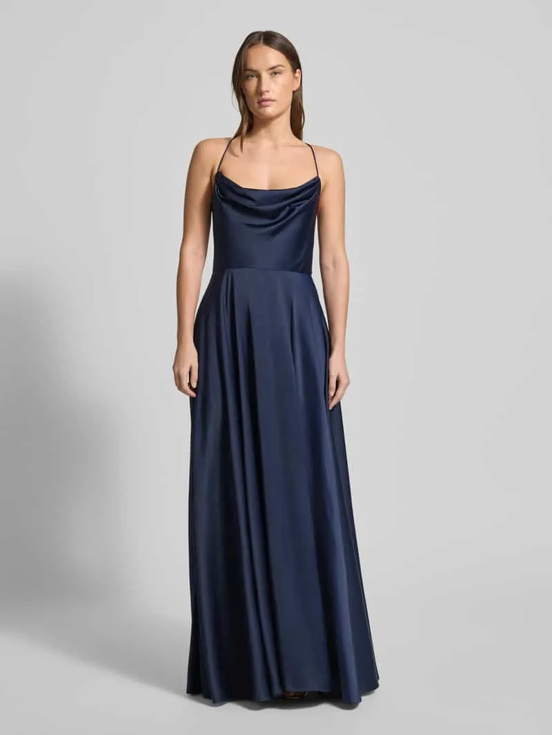 VM by Vera Mont Avondjurk met cascadehals Marineblauw