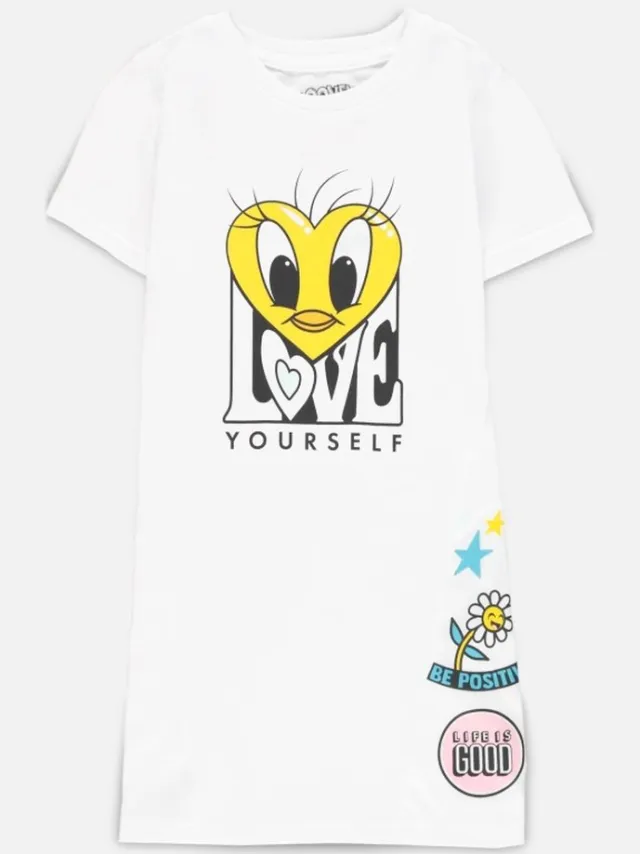 Difuzed Looney Tunes - Tweety - Love Yourself Kinder Korte jurk - Kids 146/152 - Wit