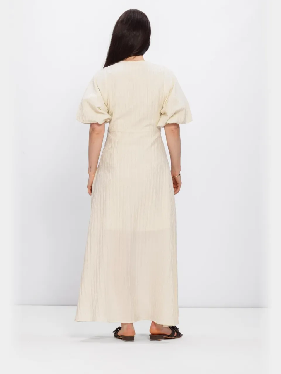 SELECTED WOMEN Dames Jurken Slfmaddie Ss Closed Back Midi Dress - Ecru, foto 3
