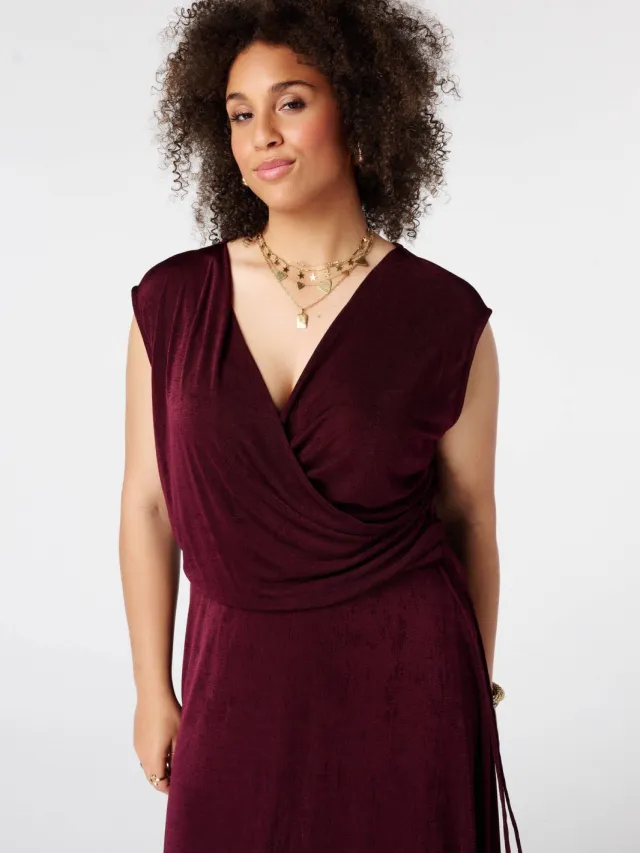 MS Mode midi jurk Plus Size - donkerrood, foto 4