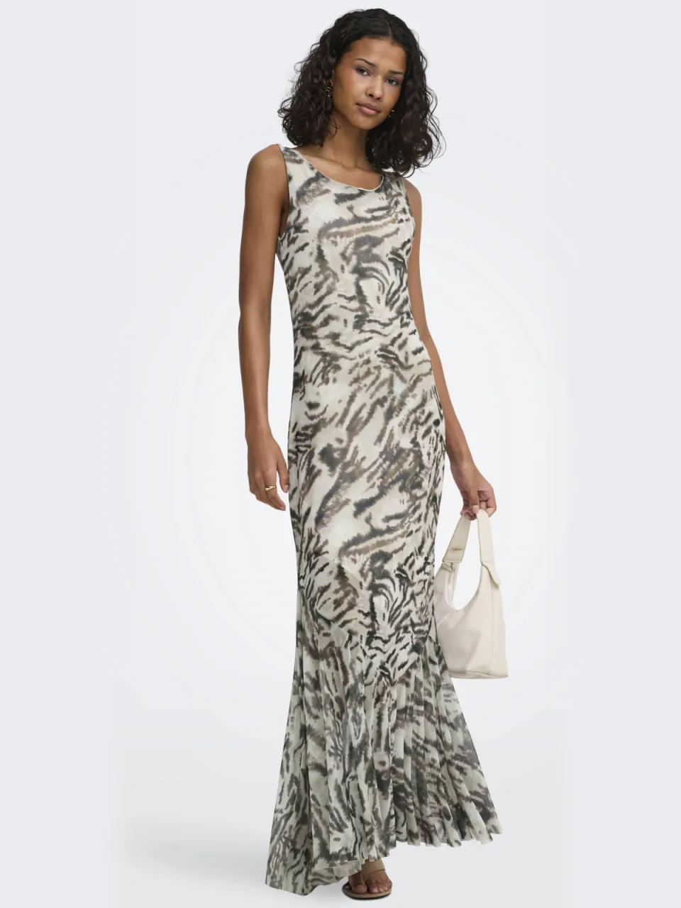 JDY maxi jurk met print - ecru Ecru/taupe