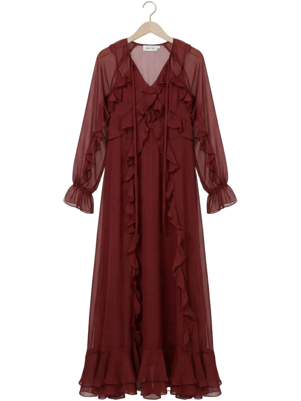 DANTE6 Dames Jurken Elivia Chiffon Maxi Dress - Bordeaux, foto 2