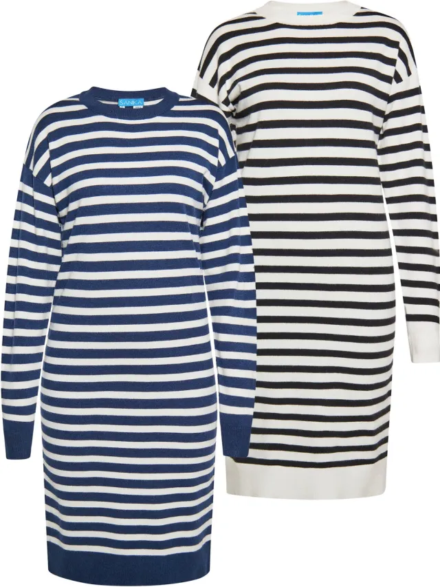 Mo Dress 2-Pack Navy White & White Black