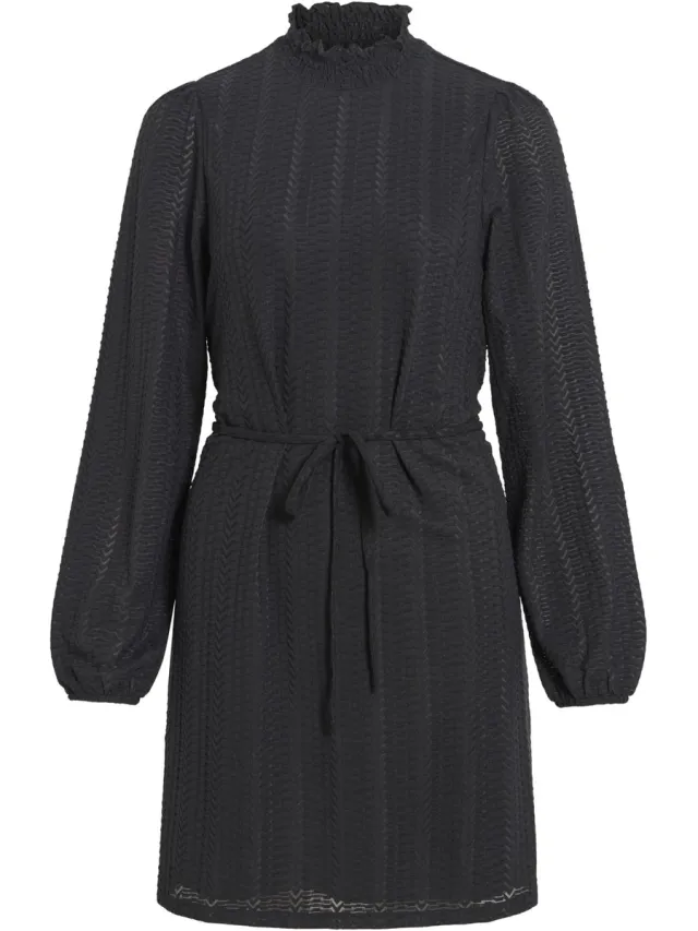 Vila Jurk Vilyri L/s Smock Dress - Noos 14115806 Black Beauty Dames Maat Zwart