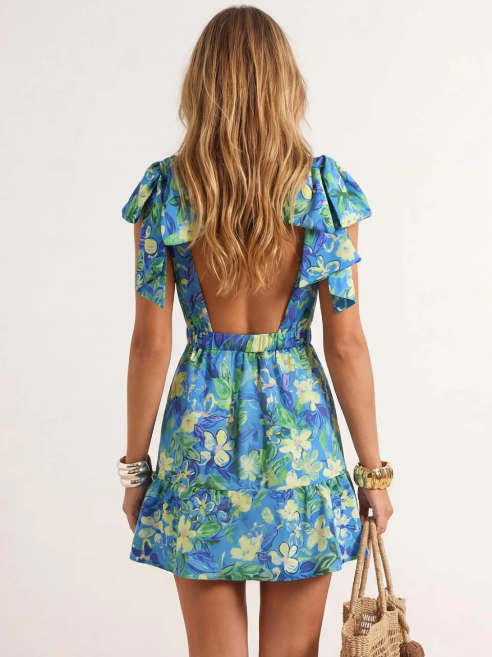 Trendyol TRENDYOLMİLLA Dames Blauw Gestreept Kort / Mini Mouwloos Strandkleding Skater Strandjurken, foto 2