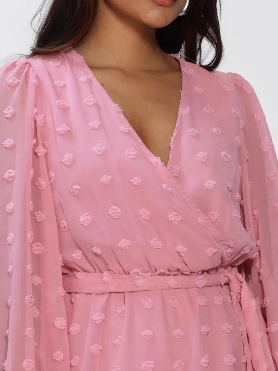 Y.A.S. YAS Dames Jurken Yasdottie Ls Wrap Dress - Roze, foto 4