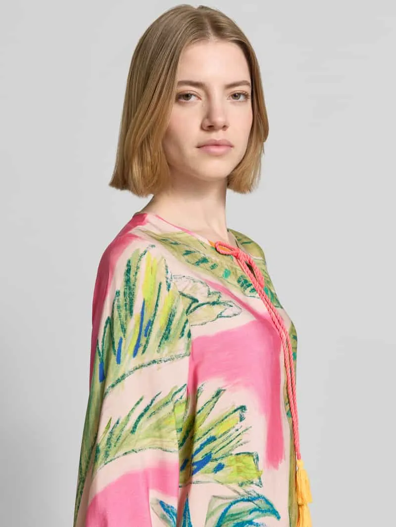 Emily Van den Bergh Tuniekjurk van viscose met tuniekkraag en kwastjes felroze, foto 5