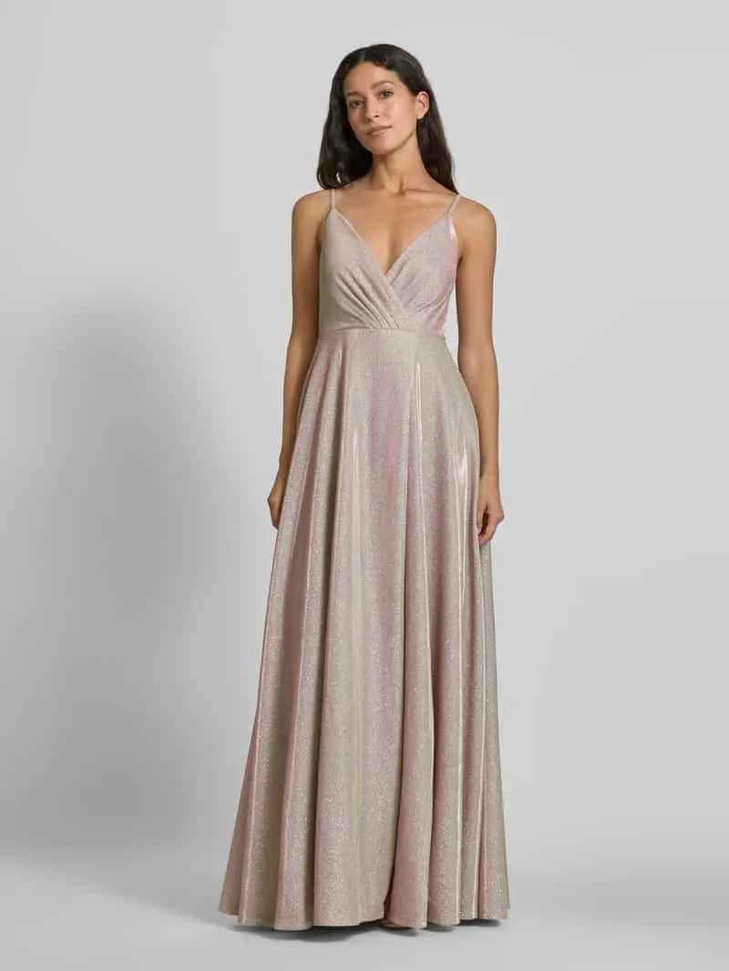 Jake*s Cocktail Avondjurk met spaghettibandjes Metallic roze