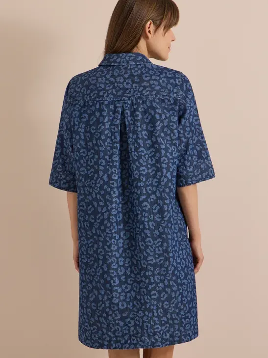 cecil Knielange jurk met leoprint blauw, foto 3