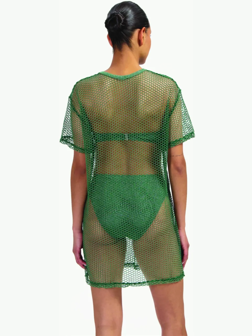 Beachlife mesh strandjurk met lurex groen, foto 4