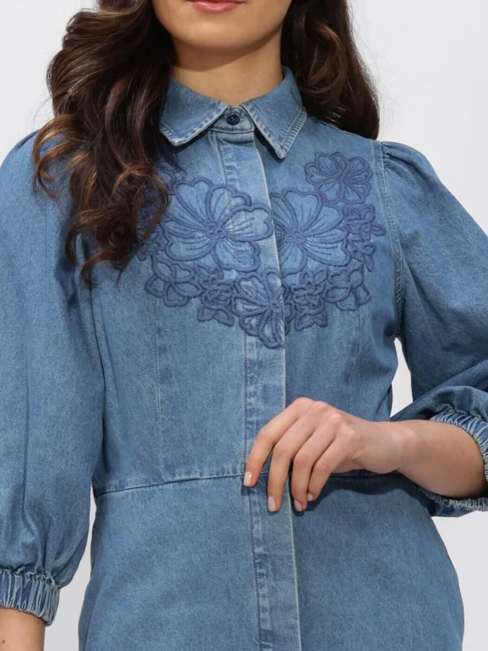 SECOND FEMALE Dames Jurken Cornelia Denim Tunic Dress - Blauw, foto 4
