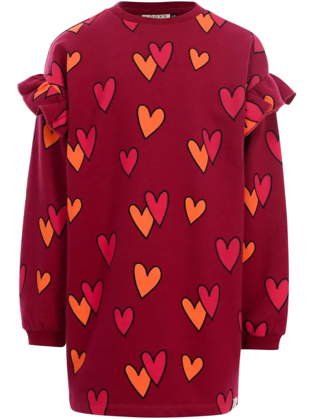 LOOXS REVOLUTION LOOXS Little Meisjes jurk - Maat 98 in de kleur rood van 95% Cotton 5% Elastane - 2633-7856-882