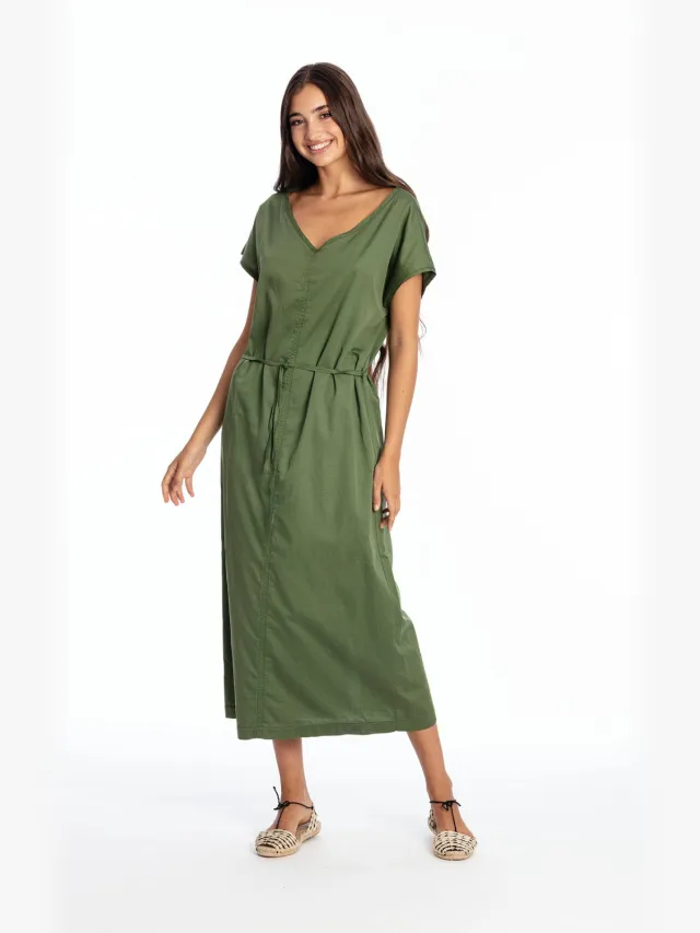 RAVENS VIEW IBIZA dames vegan Kaftan Jurk Tessa Bosgroen Donkergroen