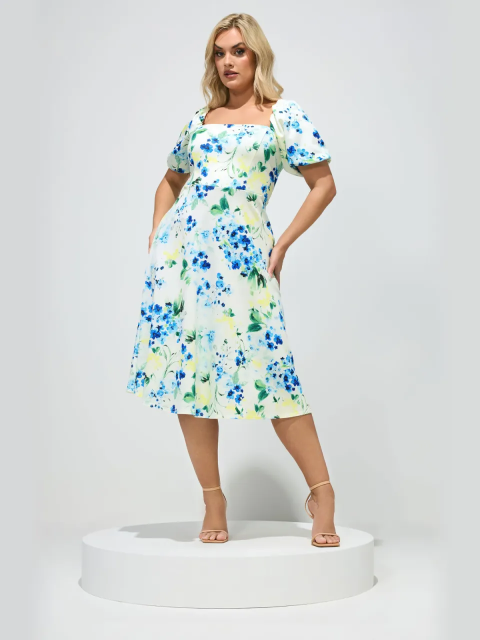 Yours London Witte Jurk Met Bloemenprint En Vierkante Hals, foto 2