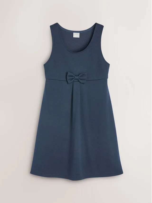Next Meisjes - Jersey stretch schoolovergooier met strik - Blauw Navy