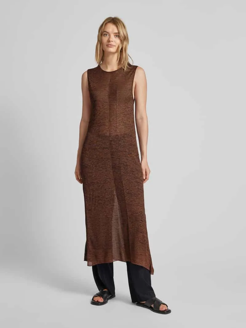 Stefanel maxi-jurk met structuurpatroon Middenbruin