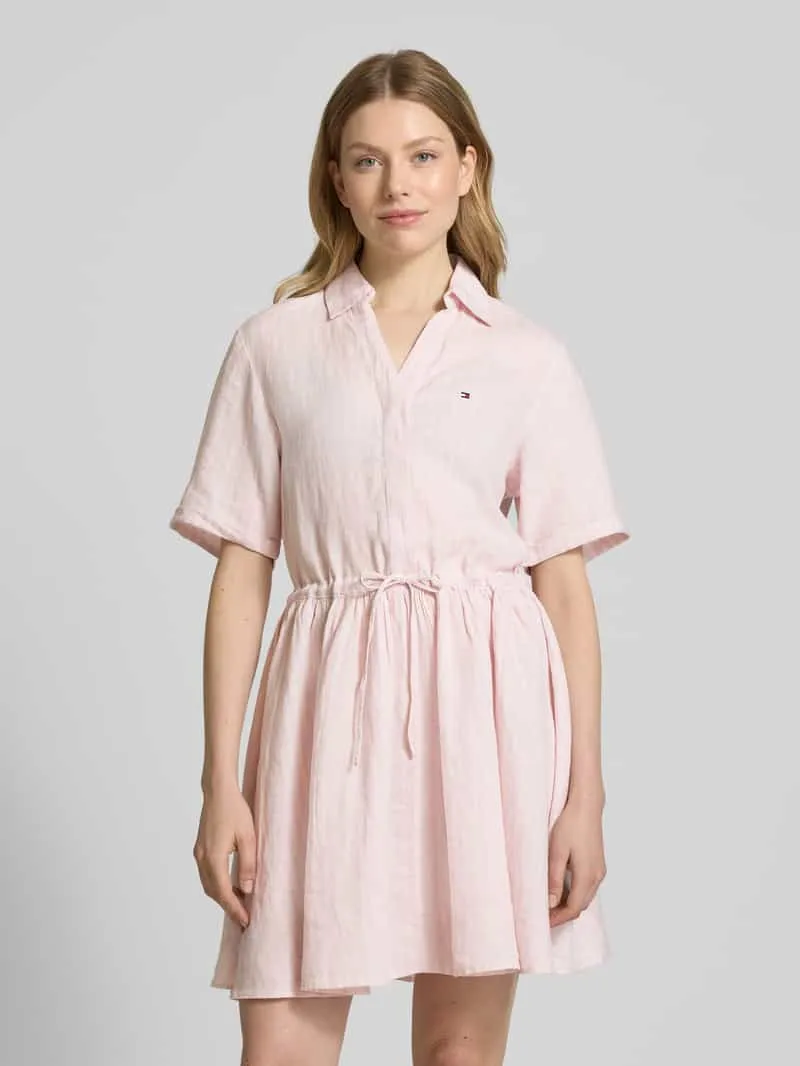 Tommy Hilfiger Uitlopende overhemdjurk van puur linnen Roze
