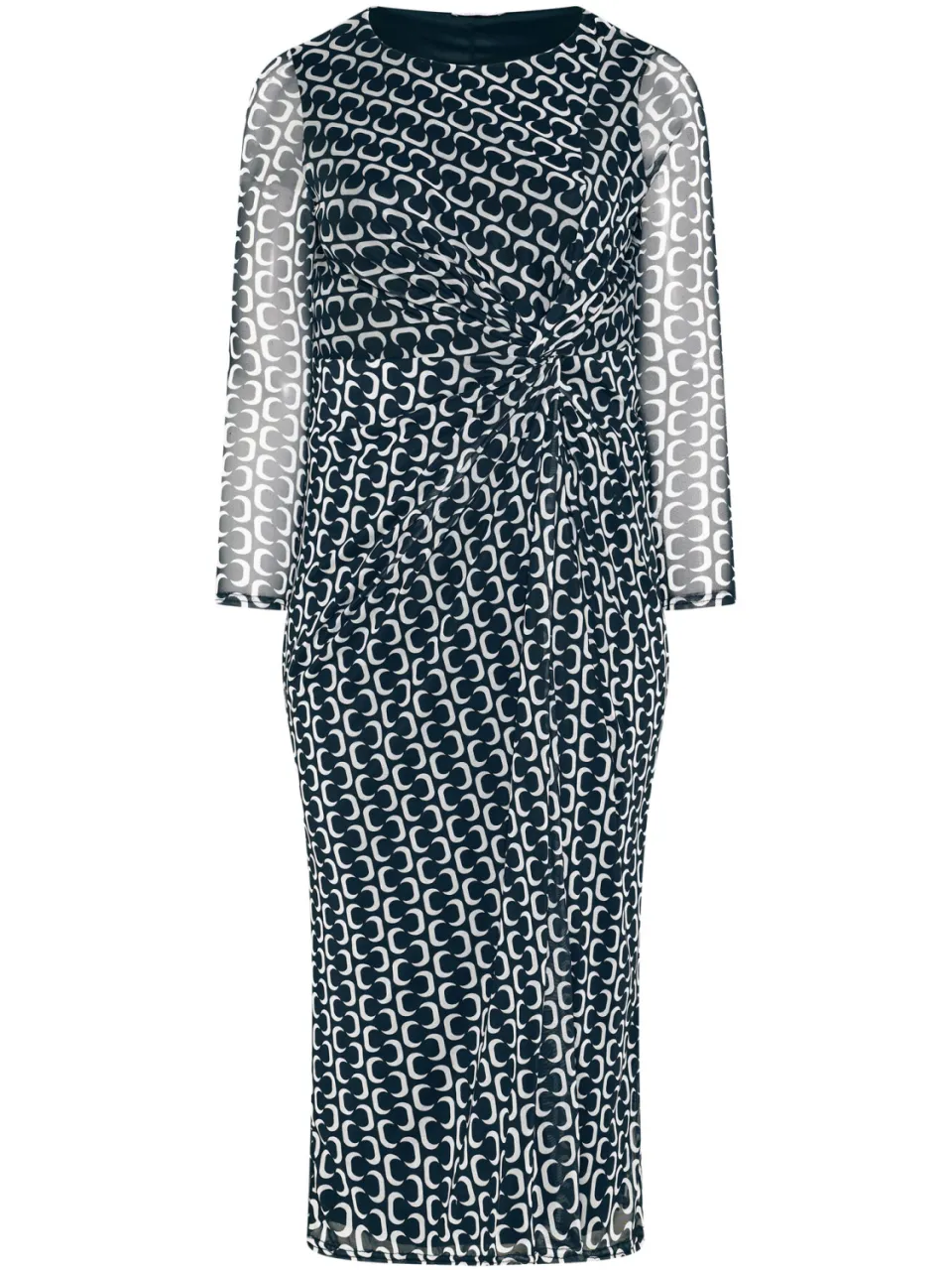 Yours London Curve Zwarte Geometrische Mesh Jurk Met Gedraaide Taille-56, foto 4