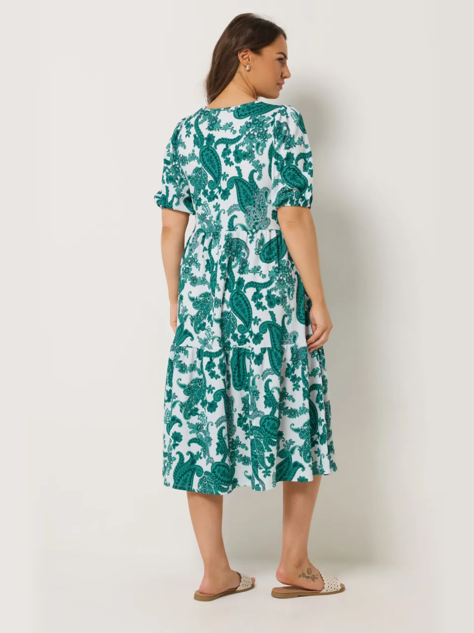 Yours Groene Gelaagde Midijurk Met Paisleyprint, foto 3