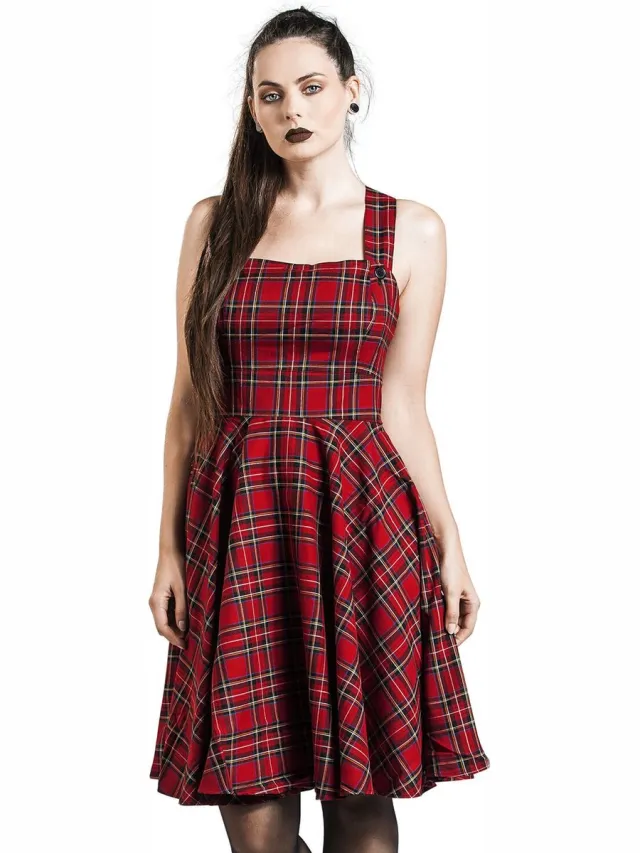 Hell Bunny Irvine Pinafore Dames Midi-jurk - rood