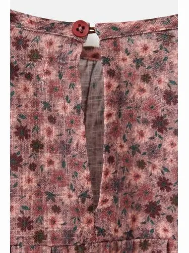 Mango Kids gebloemde midi jurk met smockwerk roze, foto 6