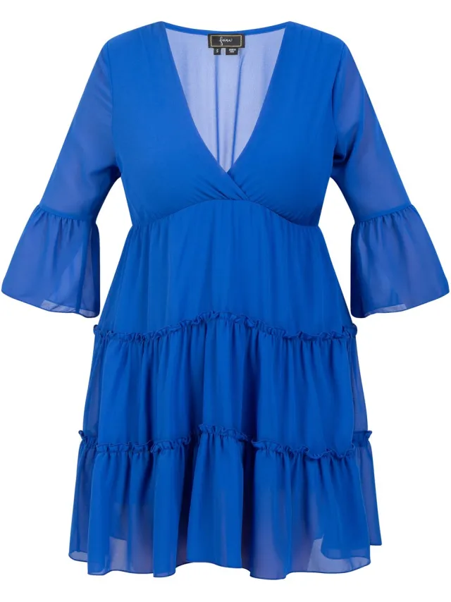 Faina mini-jurkje met ruches KONING BLAUW