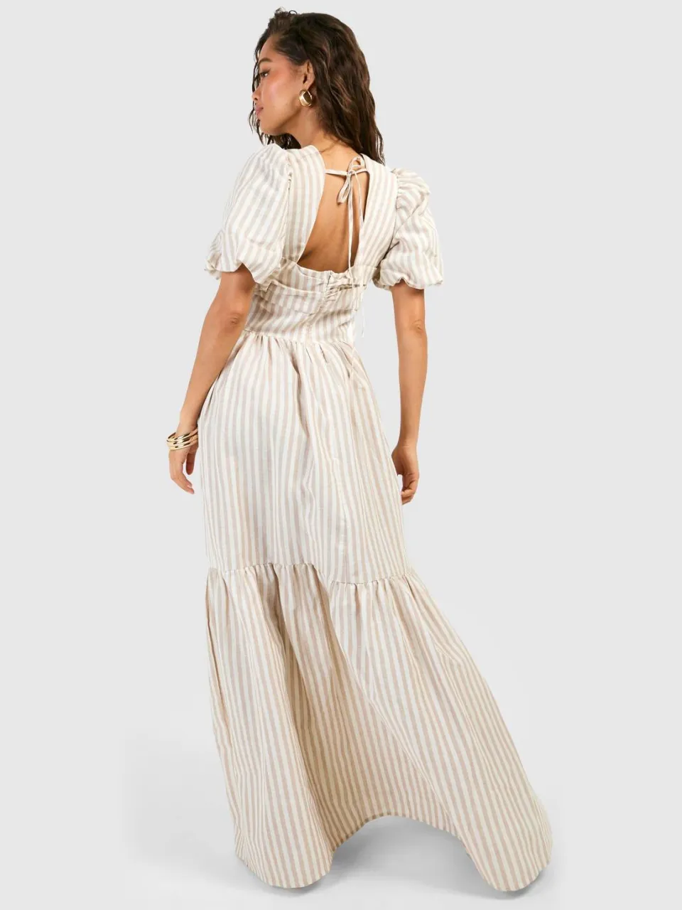boohoo Dames Gestreepte Maxi Jurk met Lagen steen, foto 2