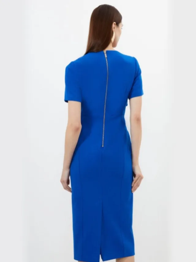 Karen Millen Midi Jurk - Kobalt - Met Volant - Petite Blauw