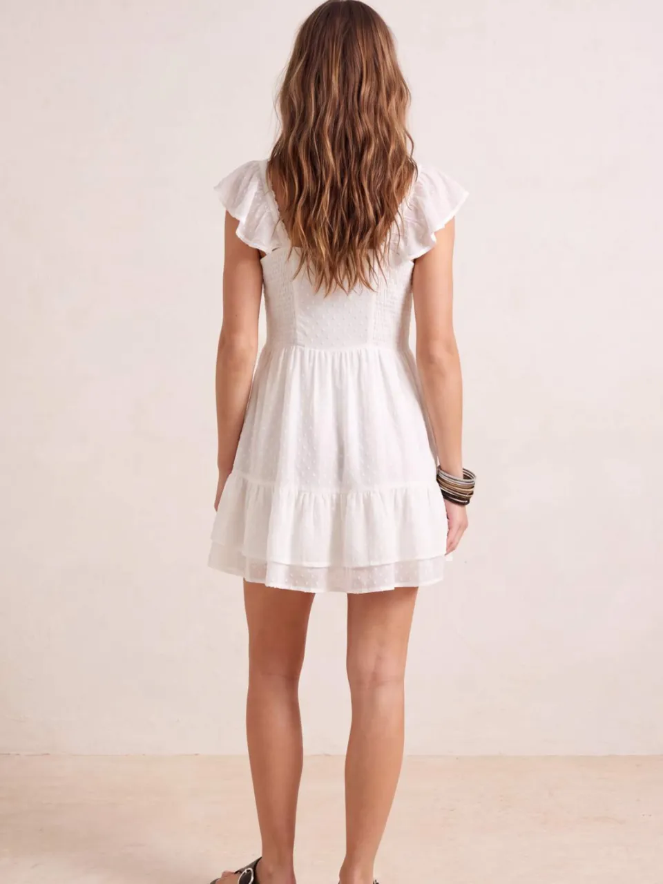 Trendyol TRENDYOLMİLLA Dames Ecru Effen Kort / Mini Mouwloos Skater Jurken, foto 2