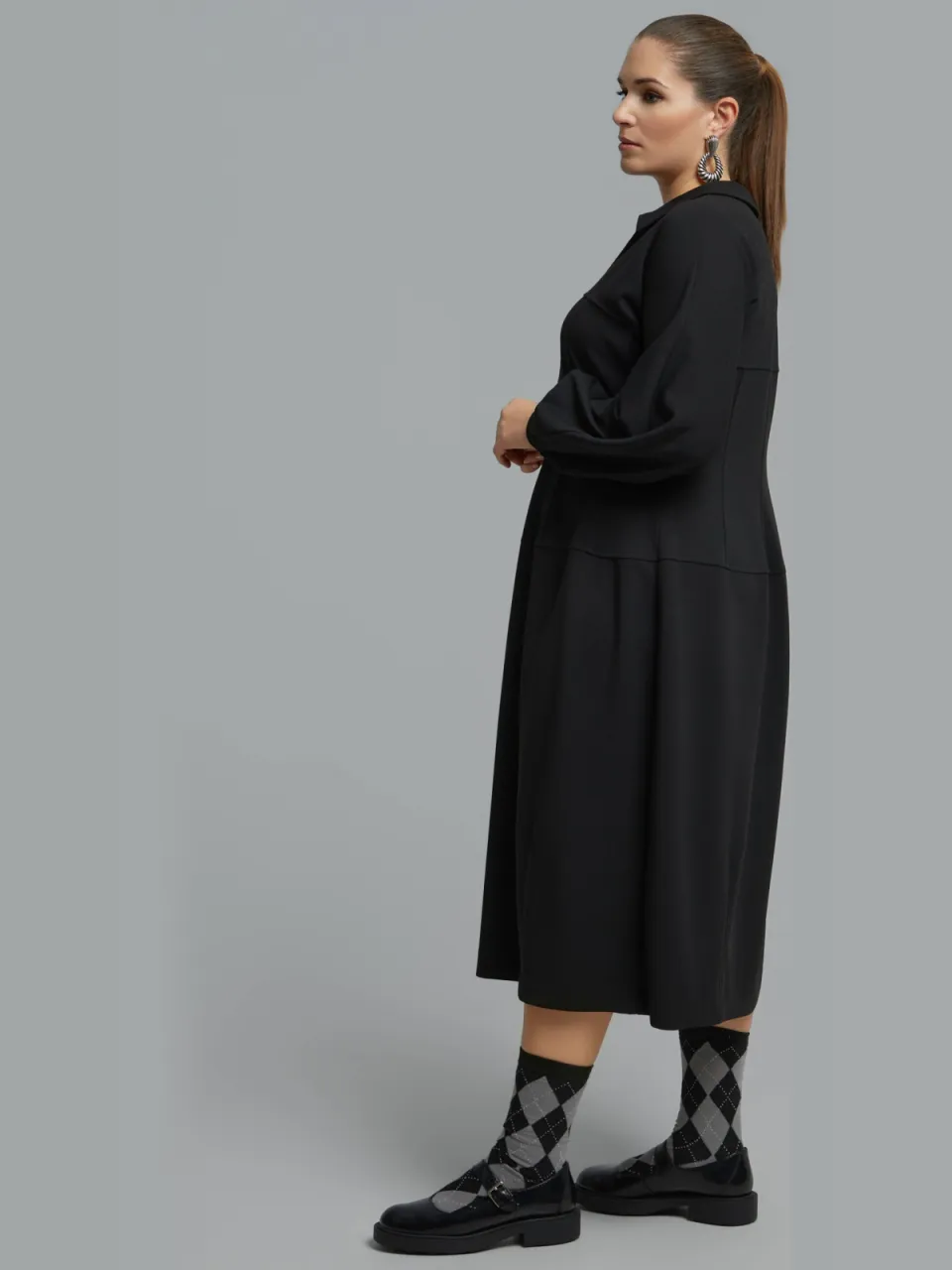 Mat Fashion Plus-lijn midi jurk - zwart, foto 4