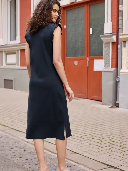 Street One Studio Midi-jurk met ronde hals in effen kleur blauw, foto 2