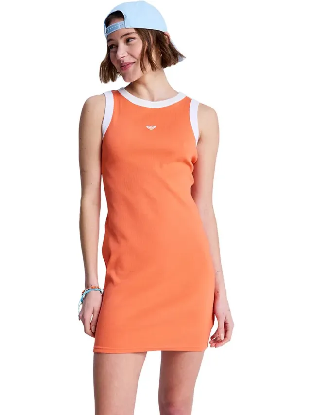 Roxy Iconic Days Mouwloze Jurk Oranje M Vrouw Camellia
