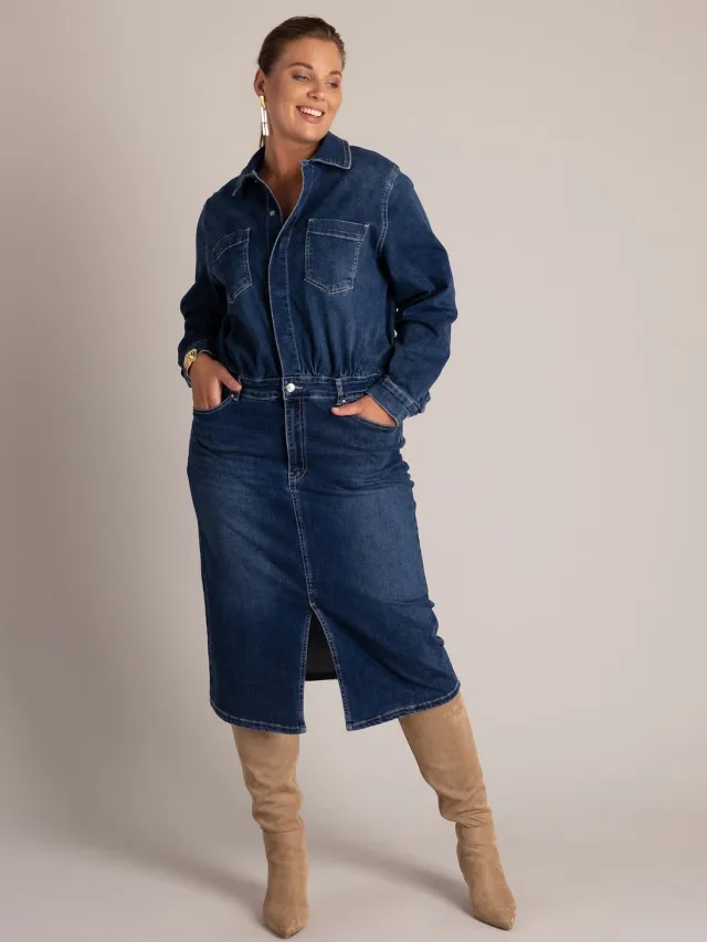 Yest Curve jurk YCviola Dark Blue Denim