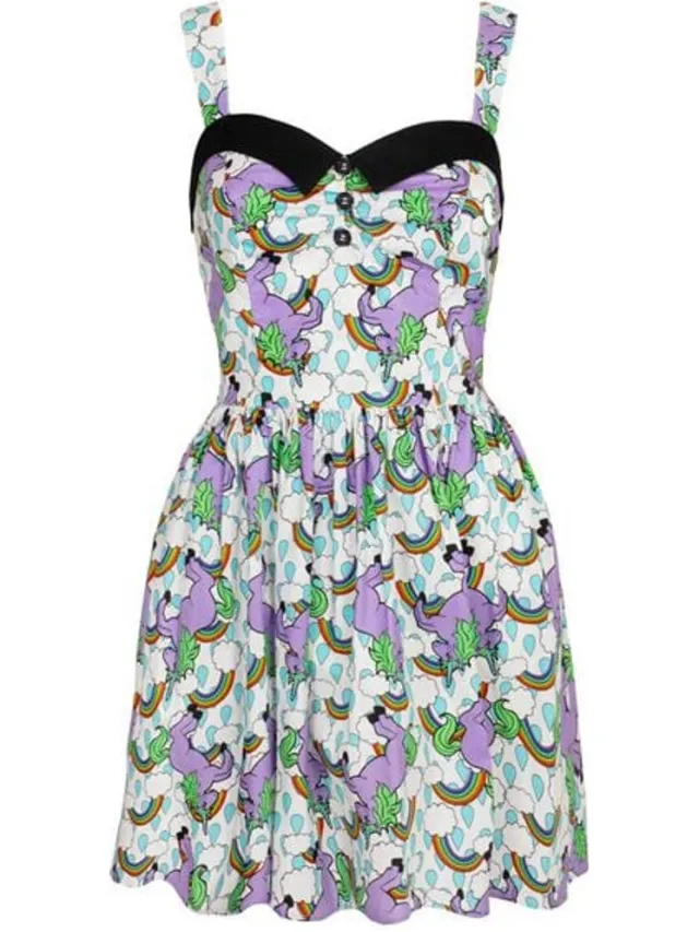 Hell Bunny Unicorn Dress Dames Mini-jurk - wit/paars wit;paars