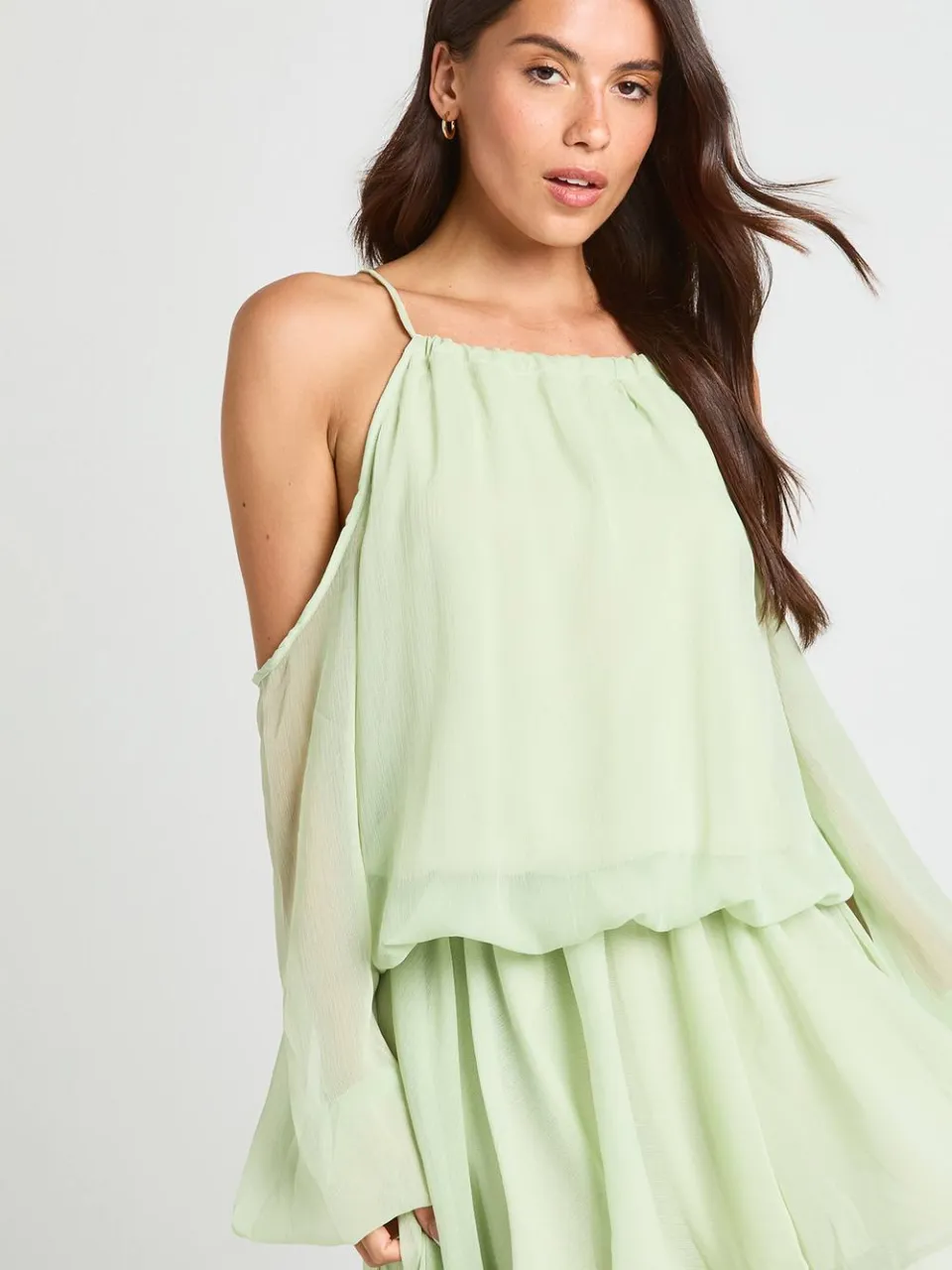 boohoo Dames Pastel Mini-jurk Met Volumineuze Mouwen verstandig, foto 4
