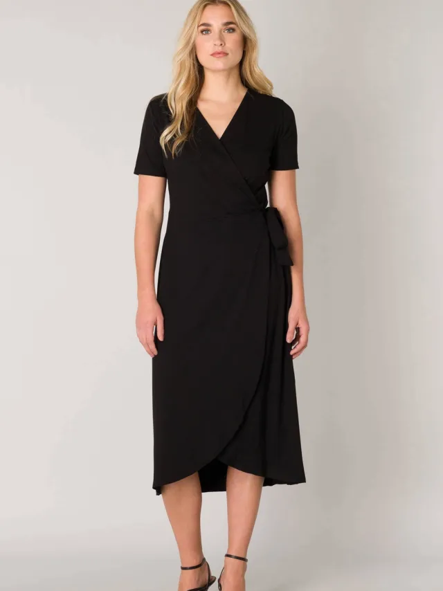 Base Level jersey wikkeljurk Yvie zwart