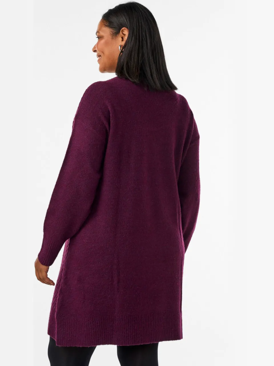 Zizzi Plus Size gebreide midi jurk - donkerrood, foto 3