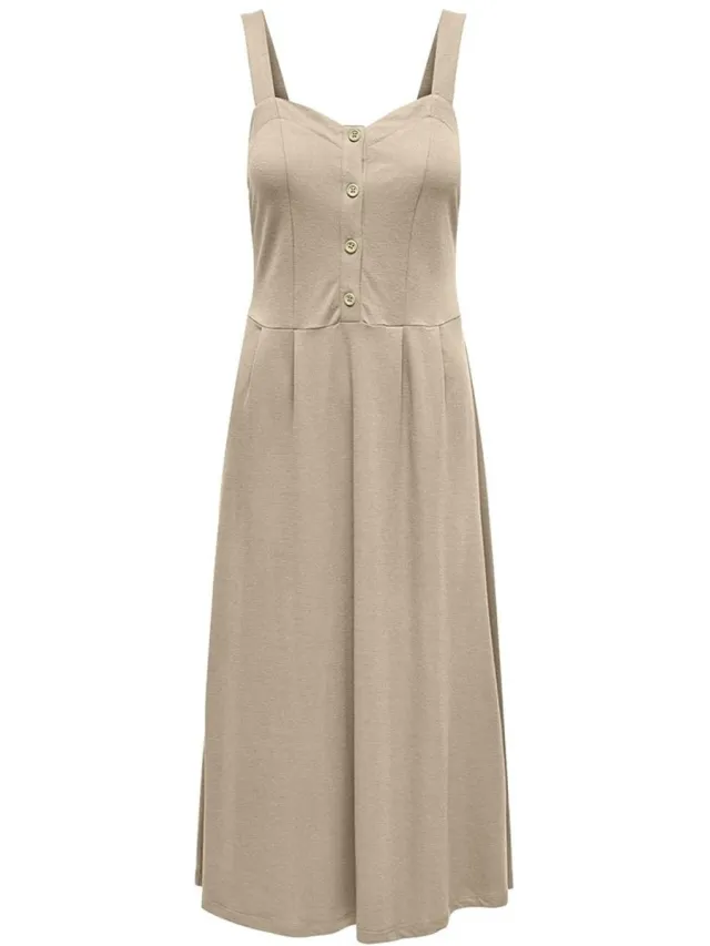 Only ONLJANY S/L BUTTON DRESS JRS - Dames - Maxi jurken white pepper