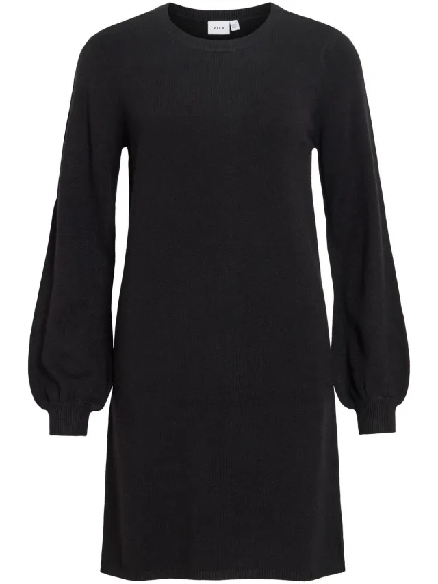 Vila Gebreide jurk VIRIL kort Black1